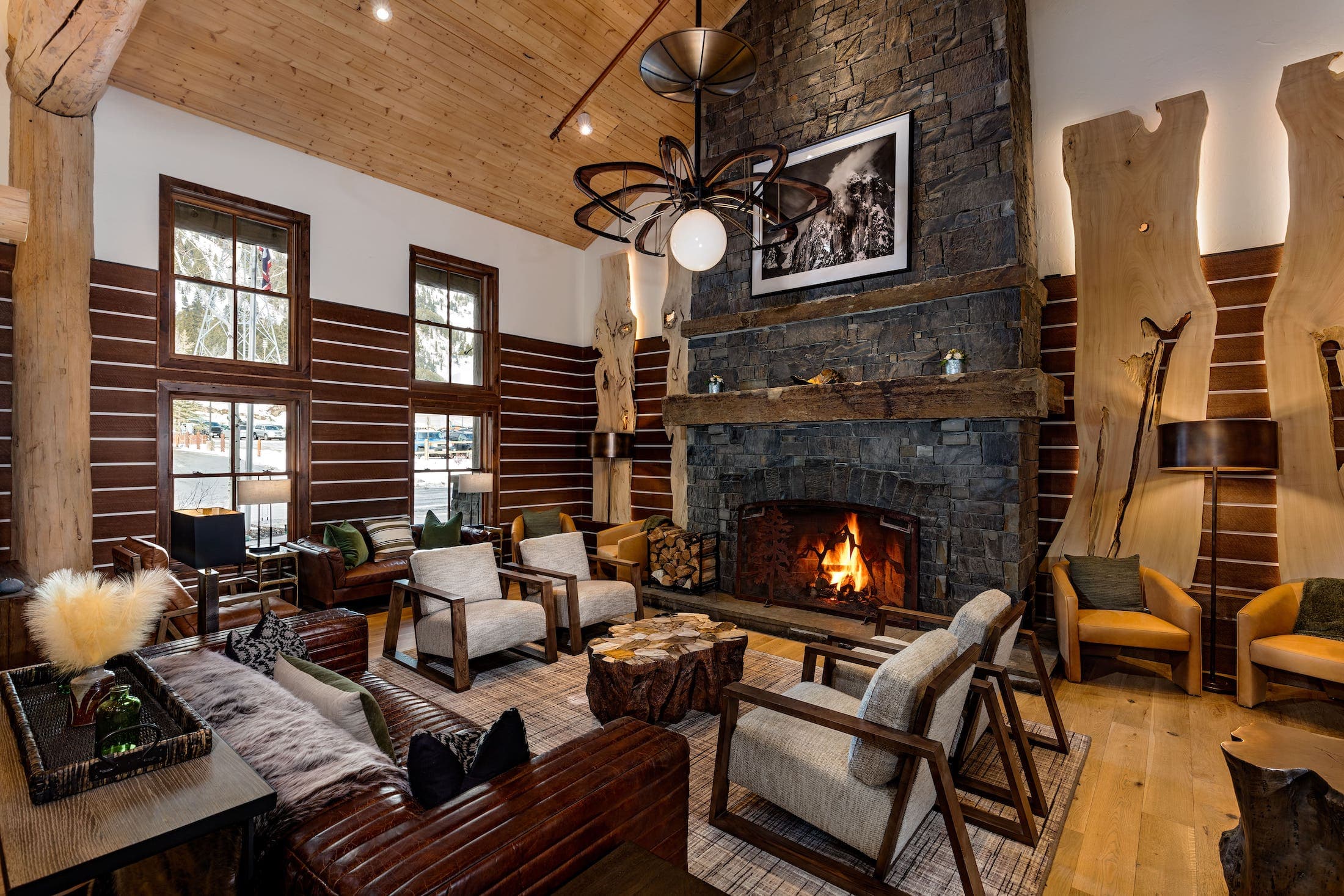 Teton Mountain Lodge & Spa Lobby Fireplace