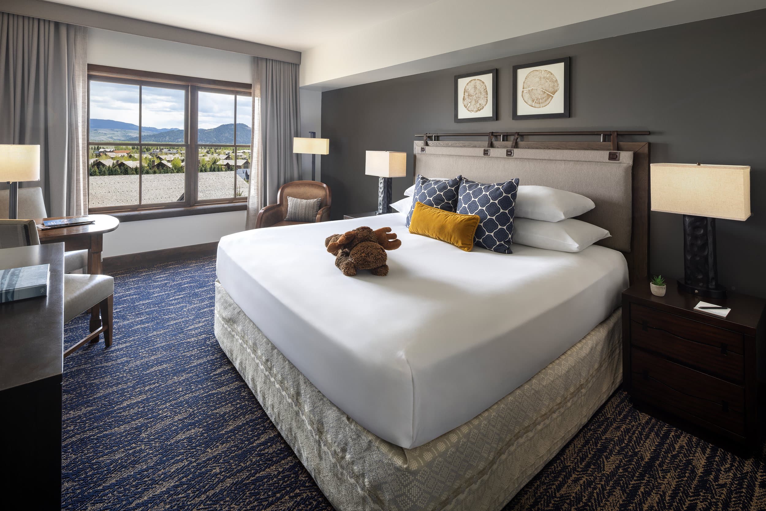 Lodge King guest room with sitting area at Teton Mountain Lodge, Jackson Hole