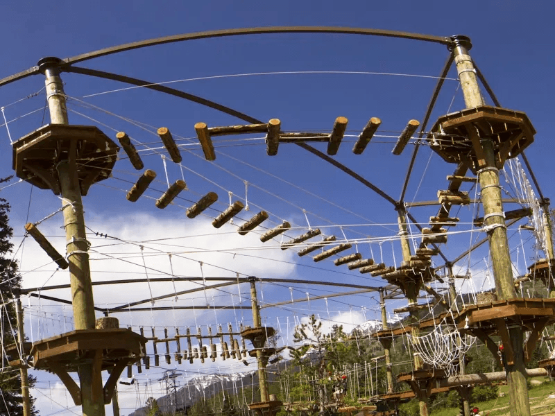 An outdoor ropes course on a sunny day