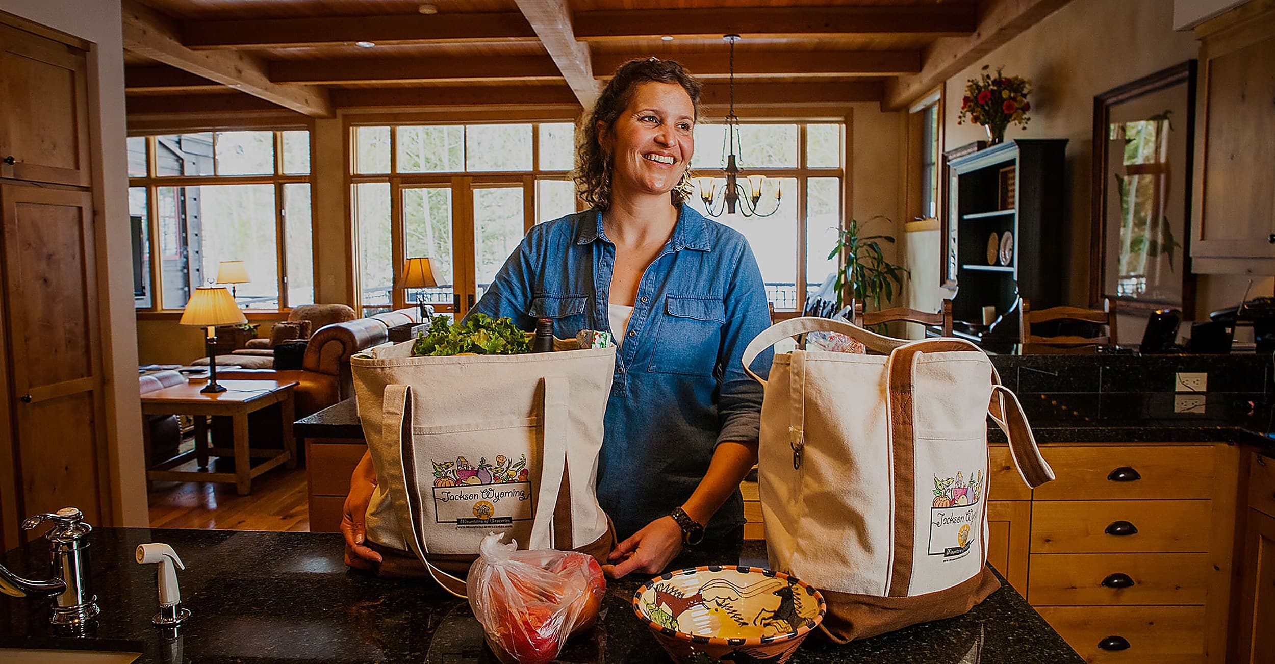 Lady With Bags Of Groceries