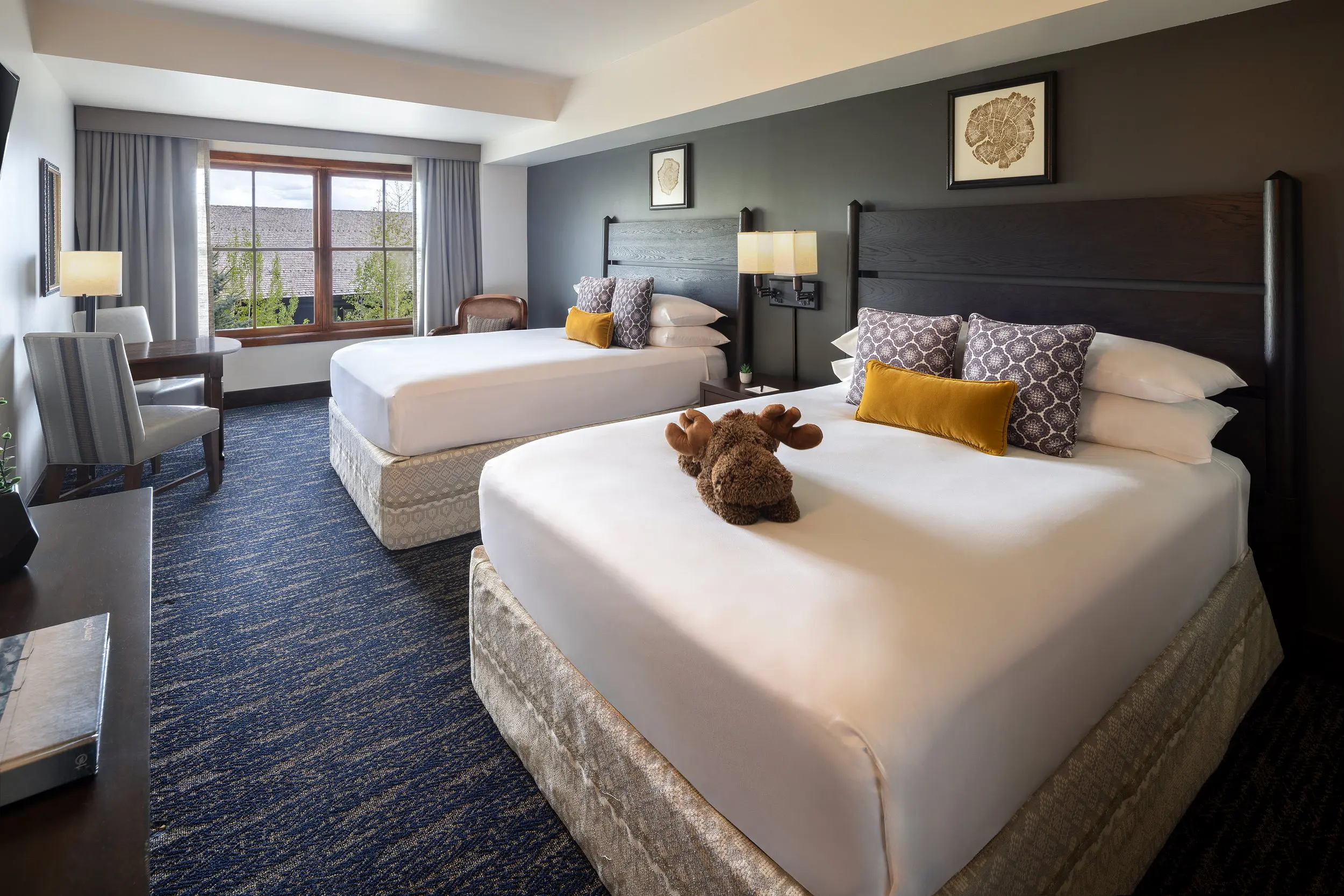 Lodge Queen room with two queen beds at Teton Mountain Lodge in Jackson Hole
