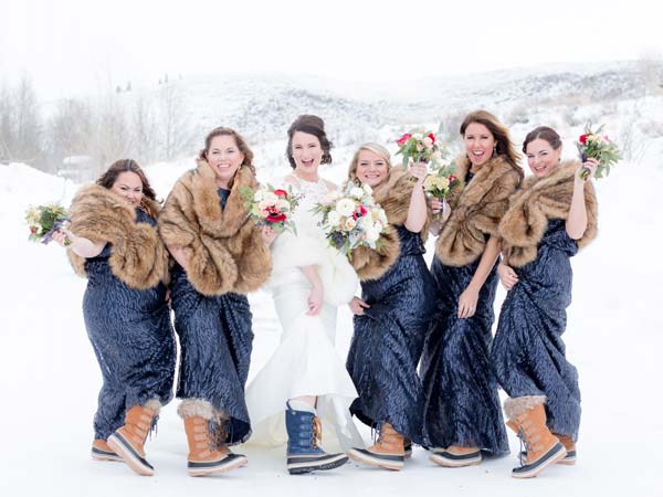 Bridal Party In The Snow.