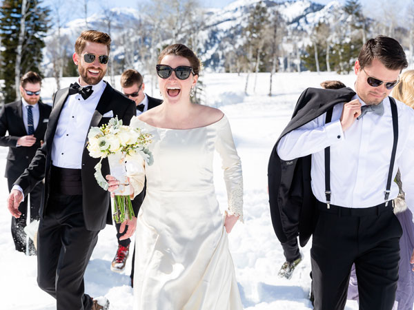 Bridal Party In The Snow.
