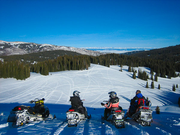 Snowmobiling near Teton Village.