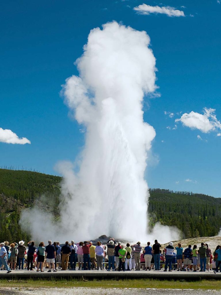 Old Faithful Geyser At Yellowstone.