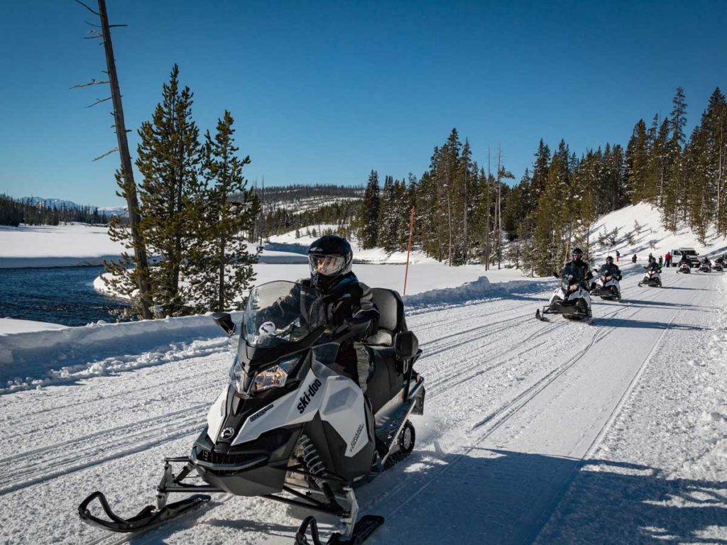 Ski Doos In The Snow In Jackson Hole.